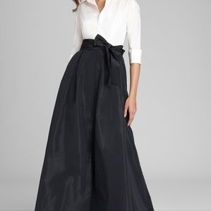 Two-Tone 3/4 Sleeve Taffeta Shirt Dress Gown by Rickie Freeman for Teri Jon